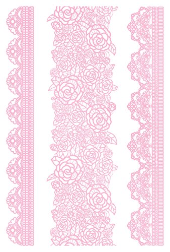 Kitchen Craft Sweetly Does It tamaño Grande 40 x 27 cm de Silicona de Encaje Border Alfombrilla de boquillas para Manga pastelera, Rosa