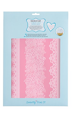 Kitchen Craft Sweetly Does It tamaño Grande 40 x 27 cm de Silicona de Encaje Border Alfombrilla de boquillas para Manga pastelera, Rosa