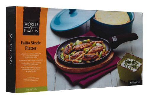 Kitchen Craft WFMXSIZZLE World of Flavours - Sartén Plana de Hierro Fundido para Servir (37 cm)