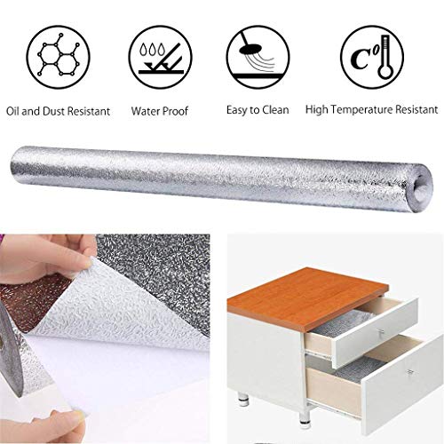 Kitchen-dream Pegatinas de cocina de papel de aluminio de papel de aluminio Pegatinas autoadhesivas de papel de aluminio a prueba de aceite Etiqueta de cocina de cocina impermeable (30cm*3m)