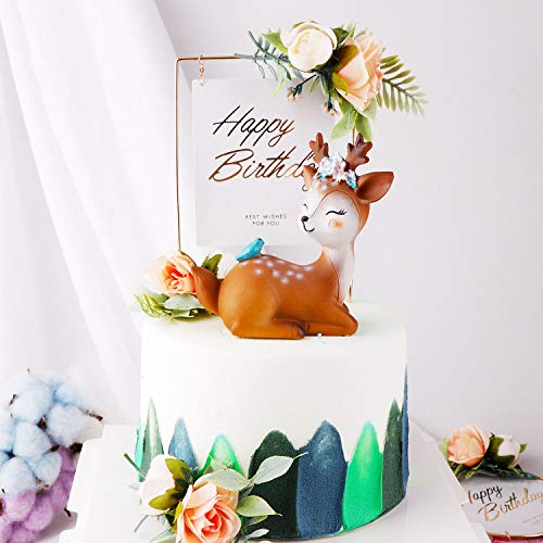 Kitchen-dream topper cumpleaños personalizado 3pcs Happy Birthday Cake Topper para todas las edades, Fiesta de cumpleaños boda Decoración Cake Toppers Brillo Acrílico Flores Inserto de torta