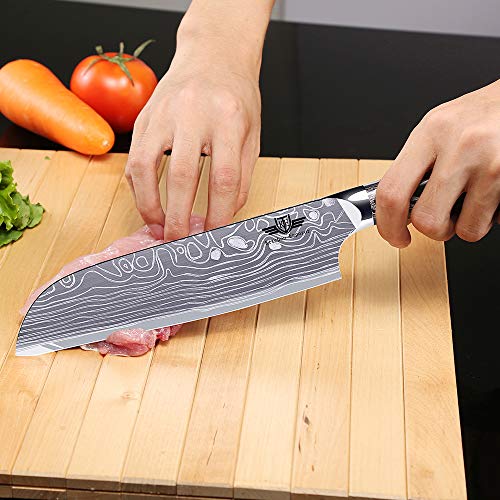 Kitchen Emperor Cuchillo de Cocina, Cuchillo Santoku, Cuchillos Cocinero, Acero al Carbono Inoxidable, 17.8 cm para Cocina