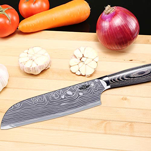 Kitchen Emperor Cuchillo de Cocina, Cuchillo Santoku, Cuchillos Cocinero, Acero al Carbono Inoxidable, 17.8 cm para Cocina