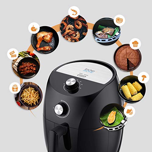 Kitchen Move eléctrico sin aceites, freidora de aire caliente, 3,5 l, Tornado 1400 W, rápido con un toque con consejo de cocina, 3,5 litros, negro