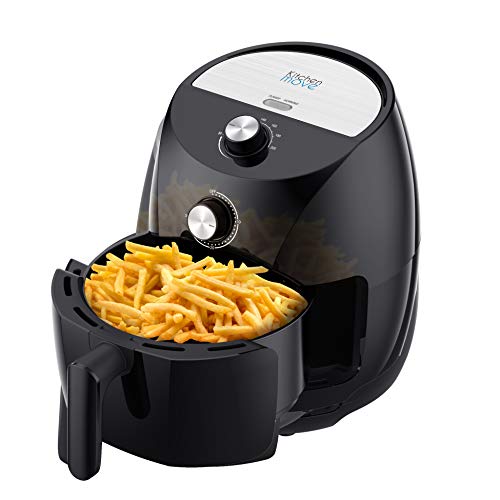 Kitchen Move eléctrico sin aceites, freidora de aire caliente, 3,5 l, Tornado 1400 W, rápido con un toque con consejo de cocina, 3,5 litros, negro