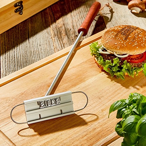 Kitchen Rockstars Marcador de Carne con Letras Intercambiables – Caja de Madera de Alta Calidad – Accesorios para Barbacoas – Regalos para Padres el Día del Padre – Regalos de Cumpleaños