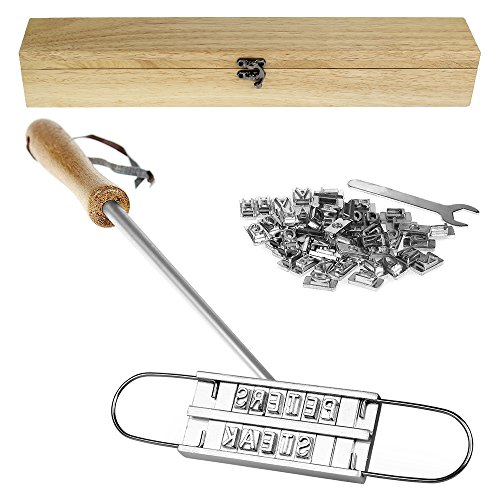 Kitchen Rockstars Marcador de Carne con Letras Intercambiables – Caja de Madera de Alta Calidad – Accesorios para Barbacoas – Regalos para Padres el Día del Padre – Regalos de Cumpleaños