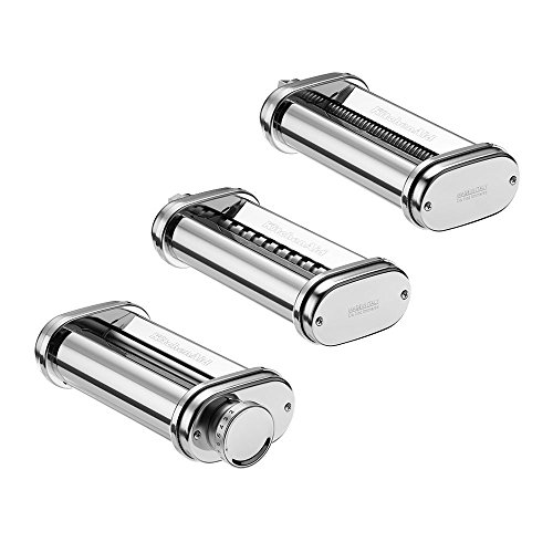 KitchenAid 3 Piece Roller Attachment Set Liso Y Rodillos CORTANTES para Pasta DE 3 Piezas 5KSMPRA, 300 W, 0 Decibelios, Acero Inoxidable, Cromo