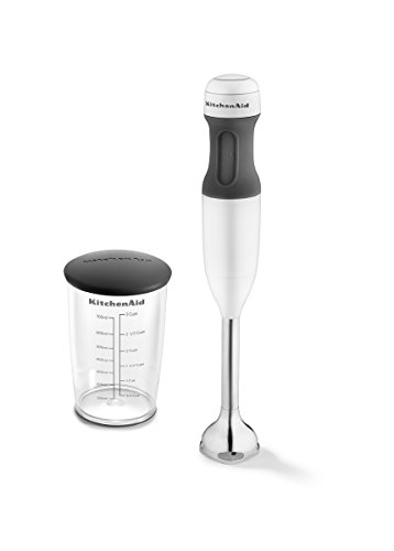 KitchenAid 5KHB1231EWH Batidora de mano Classic, 180 W, 0.7 litros, De plástico, 2 Velocidades, Gris, Blanco