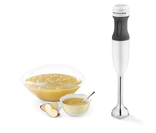 KitchenAid 5KHB1231EWH Batidora de mano Classic, 180 W, 0.7 litros, De plástico, 2 Velocidades, Gris, Blanco