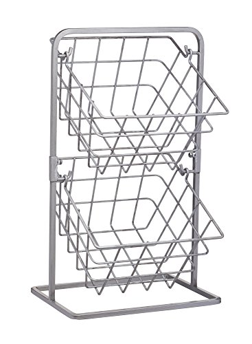Kitchencraft Industrial cocina con dos niveles estilo Vintage cestas de almacenamiento de alambre, 25 x 22 x 41 cm (10 "x 8.5" x 16 "), de acero al carbono, gris, 25 x 22 x 41,5 cm