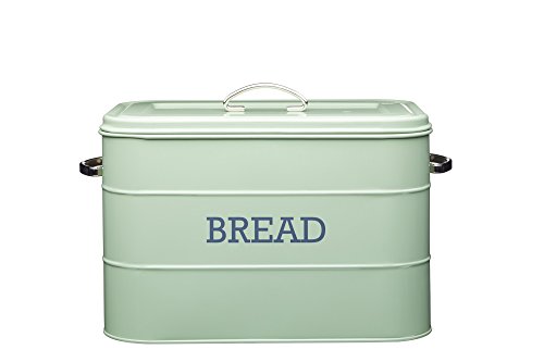 Kitchencraft Living Nostalgia tamaño grande Metal panera, 34 x 21,5 x 25 cm (13,5 "x 8.5" x 10 "), acero, Inglés Verde, 37,5 x 21,5 x 26 cm