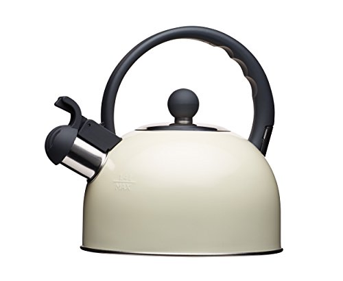 Kitchencraft Living Nostalgia - Tetera de silbadora, para Cocina de inducción y eléctrica, 1,4 l (2,5 pintas), Estilo Antiguo, Metal, Crema, 18 x 21.5 x 21 cm