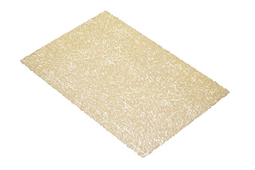 Kitchencraft textura vinilo mantel individual, 45 x 30 cm (17.5 "x 12"), color dorado metálico