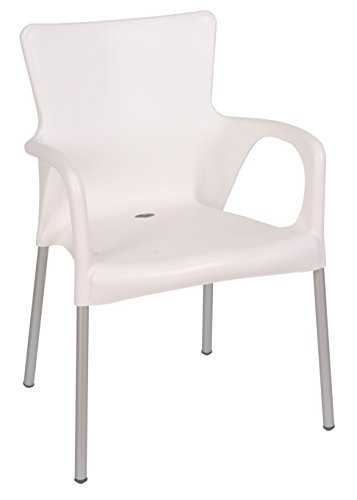 KitGarden - Pack de 4 Sillas Apilables Resina y Aluminio, Blanco, Vera