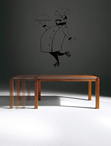 KIVIKE Vinilo Decorativo Cocinero,Restaurante,Bar,calcomanía,habitación,salón,Comedor,decoración del hogar,Etiqueta engomada,Pegatina de Pared,Color Negro,Medida 57x81 cm