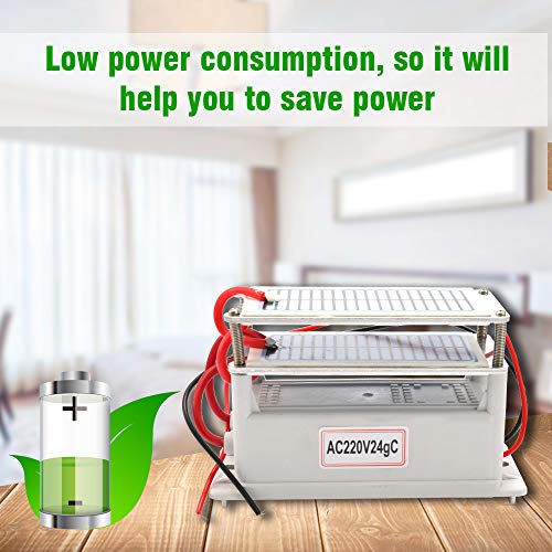 KKmoon 220V/24g Generador de Ozono de Cerámica Portátil,Purificador de Aire Integrada con 2 Tabletas de Ozono