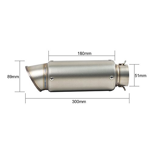 KKmoon 51mm Escape Moto Silenciador Moto Silenciador Tubo de Escape Moto Acero Inoxidable Universal para Motocicleta Scooter Dirt Bike
