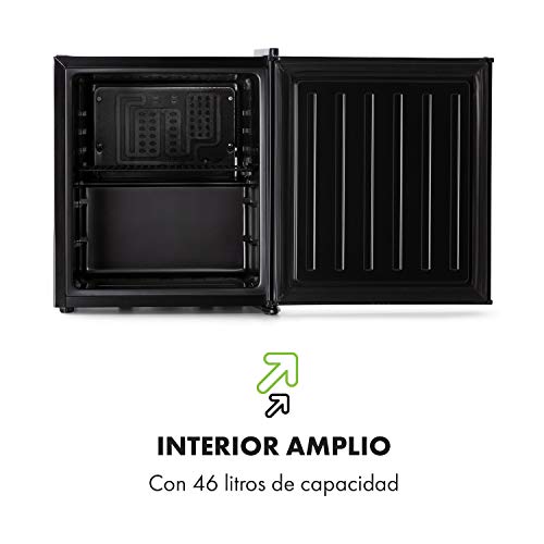 Klarstein Beer Baron nevera de bebidas - 46 litros de volumen, eficiencia energética de clase A+, temperatura de 0 a 10 °C, panel táctil, estante de rejilla regulable, negro