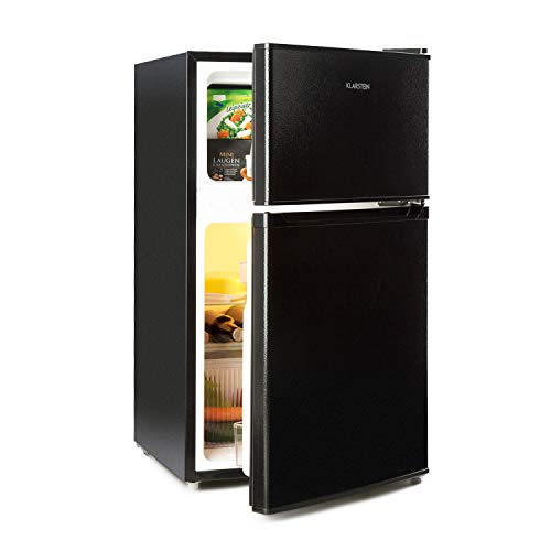Klarstein Big Daddy Cool – combinación nevera-congelador, Congelador encima, silencioso, eficiencia energética de clase A, 87 L de capacidad, nevera de 61 L, congelador de 26 L, negro