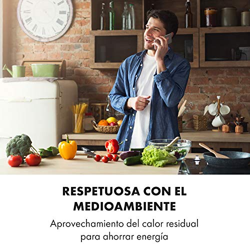 Klarstein EasyCook placa de cocina cerámica - encastrable, sin bordes, 58 cm, 4 zonas, 6100 W, regulador giratorio, luces de control, zona de asador, vidrio tintado, negro
