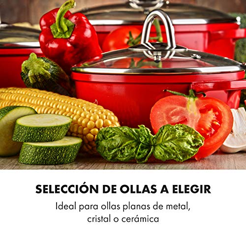 Klarstein EasyCook placa de cocina cerámica - encastrable, sin bordes, 58 cm, 4 zonas, 6100 W, regulador giratorio, luces de control, zona de asador, vidrio tintado, negro