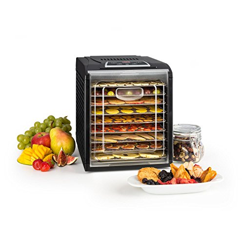 Klarstein Fruit Jerky 9 - Deshidratadora, Desecadora automática, Secadora de Fruta y Carne, 460-700 W, 9 Rejillas, Antiadherente,Regulable, Temporizador, Negro