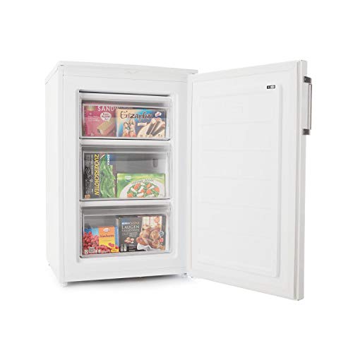 Klarstein Garfield XL Eco+ - Congelador, 80 litros, 3 cajones, Altura regulable, Emisión de solo 41 dB, bajo consumo, Perfecto para parejas y familias pequeñas, Blanco