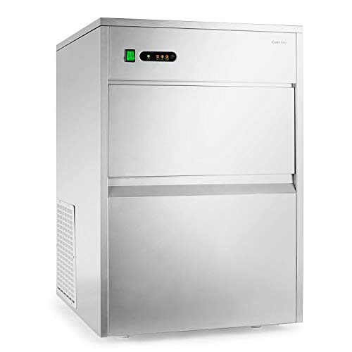 Klarstein Powericer Premium Edition XXXL - Maquina de hielo industrial, Fabricadora de cubitos, Capacidad 50kg/24 hs, Depósito 10kg, Revestimiento anti-olores, Sabor neutro, Puerta aisladora