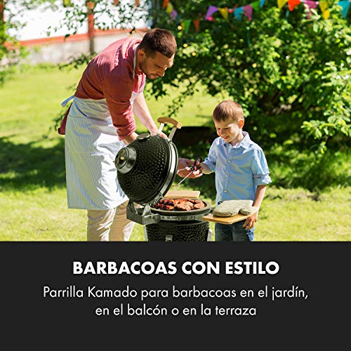 KLARSTEIN Princesize Pro Kamado – Barbacoa de cerámica y ahumador, 13" Pulgadas de diámetro (33 cm), Parrilla de Acero Inoxidable, para Asar, cocinar a Fuego Lento, ahumar u Hornear, Negro
