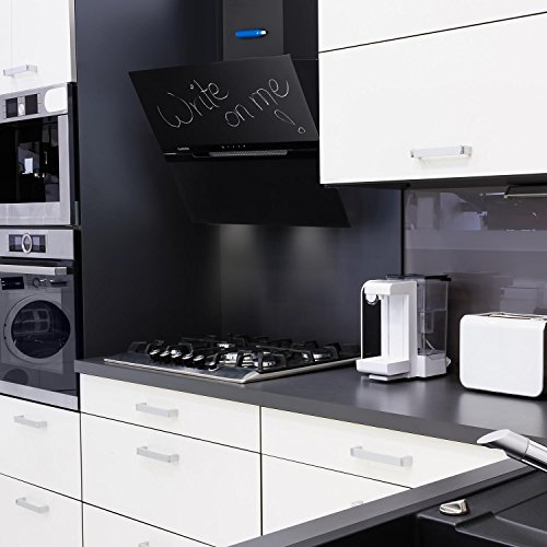 Klarstein Sancta Clara 60 - Campana extractora de pared, Extracción de humos, Absorción y circulación de aire, 3 niveles, Succión 620m³/h, LED, Filtro carbón activado, Pizarra de vidrio, Negro
