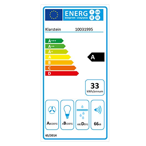 Klarstein Sancta Clara 60 - Campana extractora de pared, Extracción de humos, Absorción y circulación de aire, 3 niveles, Succión 620m³/h, LED, Filtro carbón activado, Pizarra de vidrio, Negro
