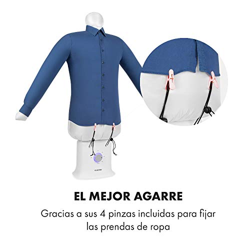 KLARSTEIN ShirtButler Deluxe Secadora y planchadora automática - 2 en 1: Secadora y planchadora, Calentador de Seguridad de 1250 W, tecnología HotAir Tension, Temporizador: 0-180 MIB. Nylon Oxford