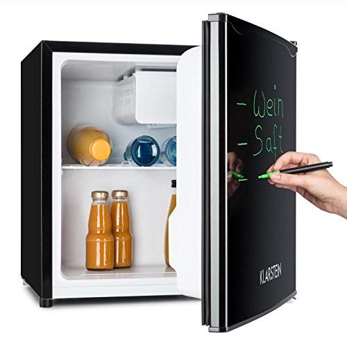 Klarstein Spitzbergen ACA Mini Nevera con congelador (capacidad 40 litros, clase energética A+, refrigerador compacto, marcador mágico) - Negro
