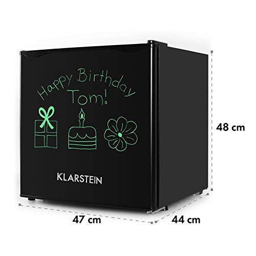 Klarstein Spitzbergen ACA Mini Nevera con congelador (capacidad 40 litros, clase energética A+, refrigerador compacto, marcador mágico) - Negro