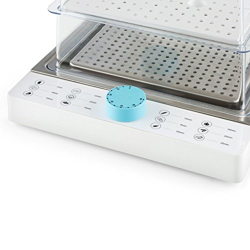 Klarstein Steam Spa Cocedor al vapor (1500W, vaporera con temporizador, 2 niveles de cocción, horno plegable) - blanco