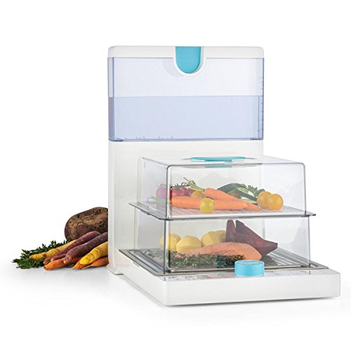 Klarstein Steam Spa Cocedor al vapor (1500W, vaporera con temporizador, 2 niveles de cocción, horno plegable) - blanco