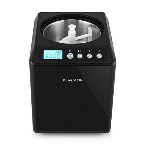 Klarstein - Vanilly Sky Family, Heladera, Yogurtera, Máquina de helados, Refrigeración retardada, Pantalla LED, 250 W, 2,5 litros, Vaso medidor de tamaño de una copa, Negra
