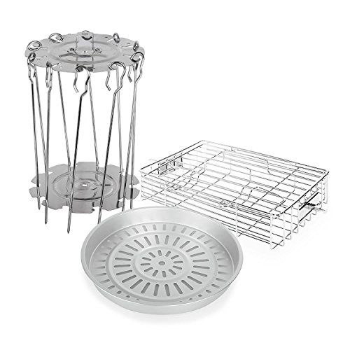 Klarstein - VitAir, Accesorio Freidora, Set 3 piezas, Acero inoxidable, Aluminio fundido, 10 espetones asador rotativo, Dorar, Al vapor
