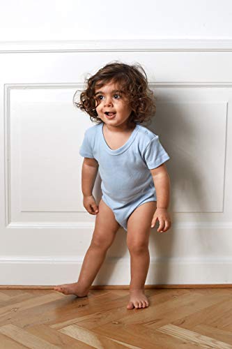 Kleckerliese - Body de manga corta para bebé (texto en inglés) azul claro 62 cm