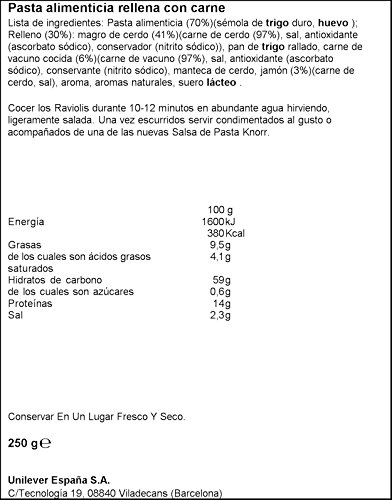 Knorr - Ravioli de carne, 250 g