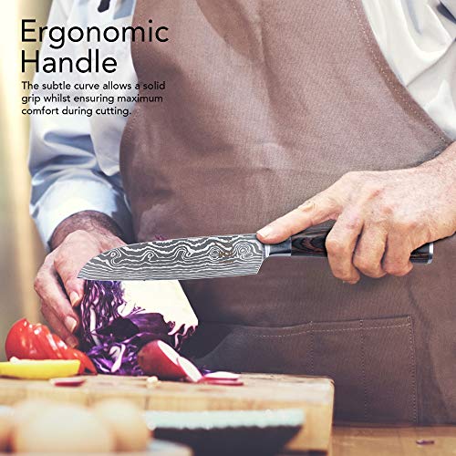 KOI ARTISAN - Cuchillos de cocina para chefs 5 Inch Santoku Knife Acero inoxidable.