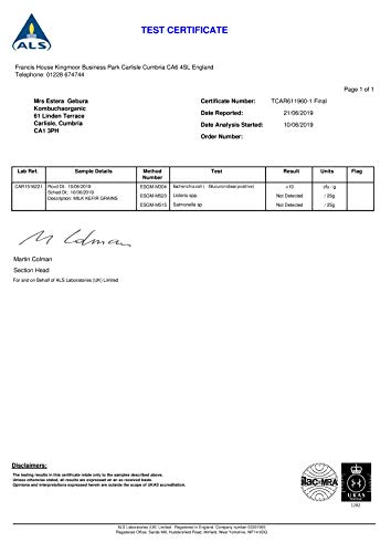 KombuchaOrganic ® Granos de leche viva orgánica certificada kéfir (granos tibetanos, setas de calidad, garantizada por UKAS Lab culturas de calidad excepcional y únicas, 10 g)