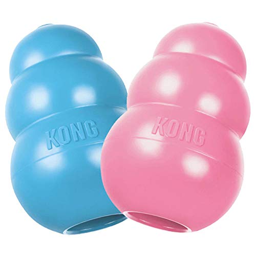 KONG - Puppy - Juguete de Caucho Natural para dentición (Colores Pueden Variar) - para Cachorros Grandes