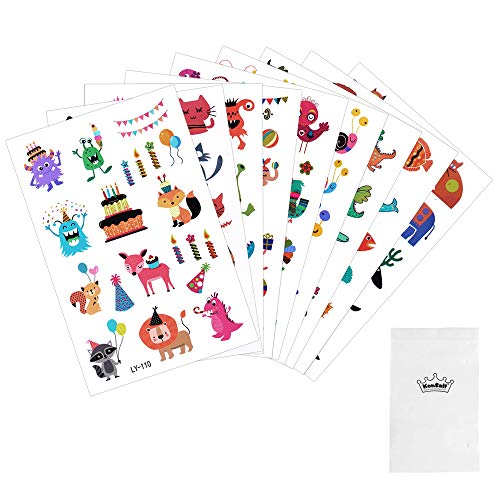 Konsait Tatuajes Temporales para Niños Niñas, 160pcs Dibujos Animados Animal Tatuaje Falso Pegatinas Flor Mariposa piñata Niños Infantiles Fiesta de cumpleaños Regalo Bolsas Relleno