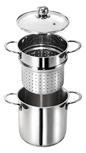 Kopf 122494 Olla para hervir Pasta Makkaroni, Ø 20 cm, Acero Inoxidable + cesto de cocción para Espaguetis/Verduras