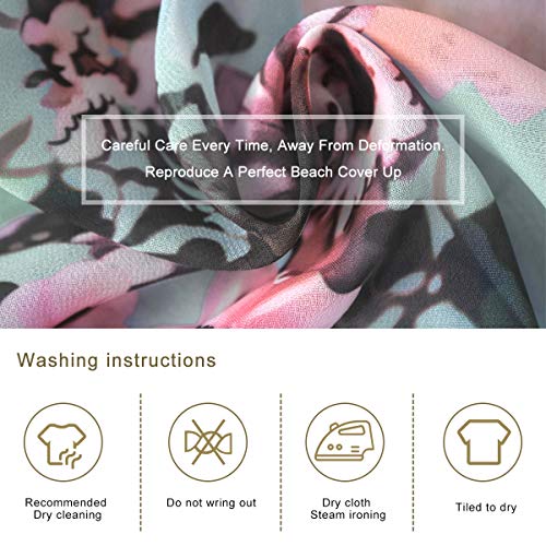 Kordear - Cárdigan de gasa floral para mujer - Chal suelto con abertura frontal con estampado de Kimono para playa, bañador de media manga, blusa bohemia de verano informal para mujer Verde verde L