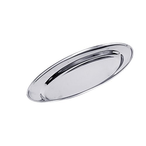 Kosma - Plato ovalado de acero inoxidable, bandeja para servir, plato de carne, bandeja ovalada, plato de arroz, 60 cm