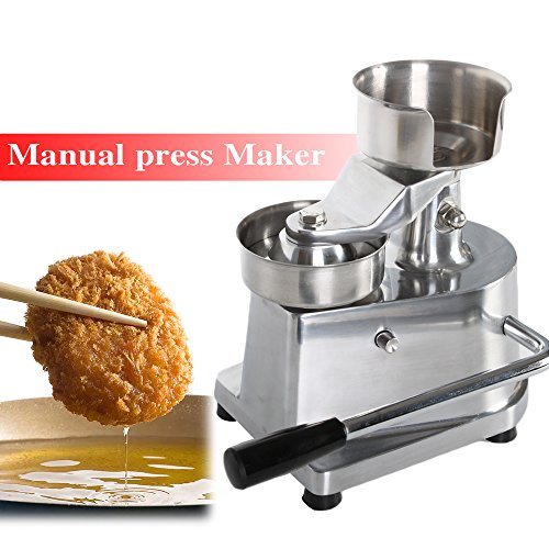 KOUPA Prensa Manual Grande de Acero Inoxidable para Hamburguesas comerciales, con 500 Papeles a Prueba de Grasa, Uso de Cocina Industrial/Hamburguesa de 5 Pulgadas