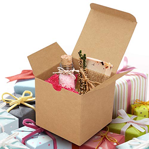 Kraft Cajas de Regalo (Pack de 50) - 7,6 x 7,6 x 7,6cm Cajas Regalo Kraft Marrón- Caja Presentación para Regalos en Fiestas, Bodas, Damas de Honor, Galletas, Dulces, Magdalenas